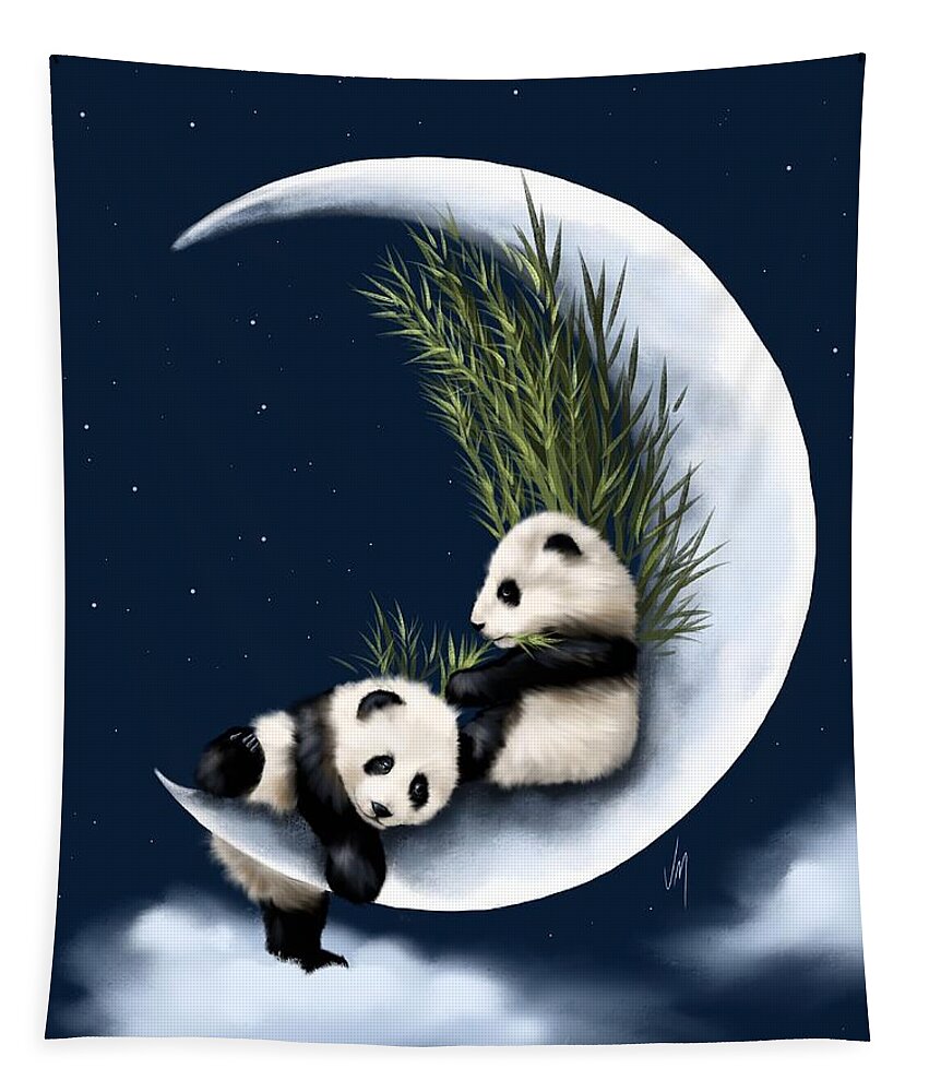 Panda Tapestry featuring the painting Heaven of rest by Veronica Minozzi