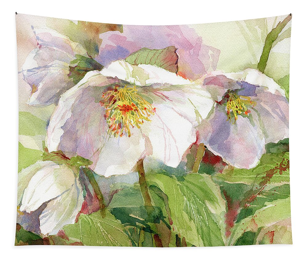 Hellebore Tapestry featuring the painting Hellebore by Garden Gate