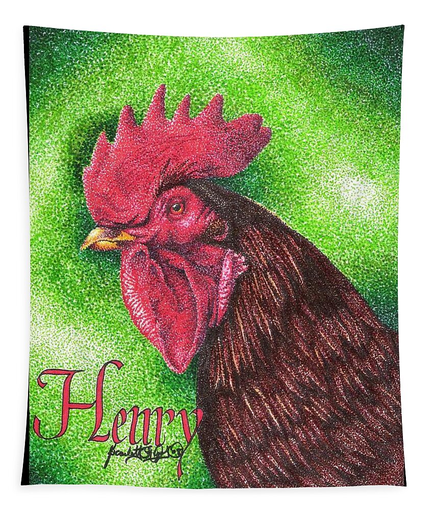Rooster Tapestry featuring the drawing Henry by Scarlett Royale