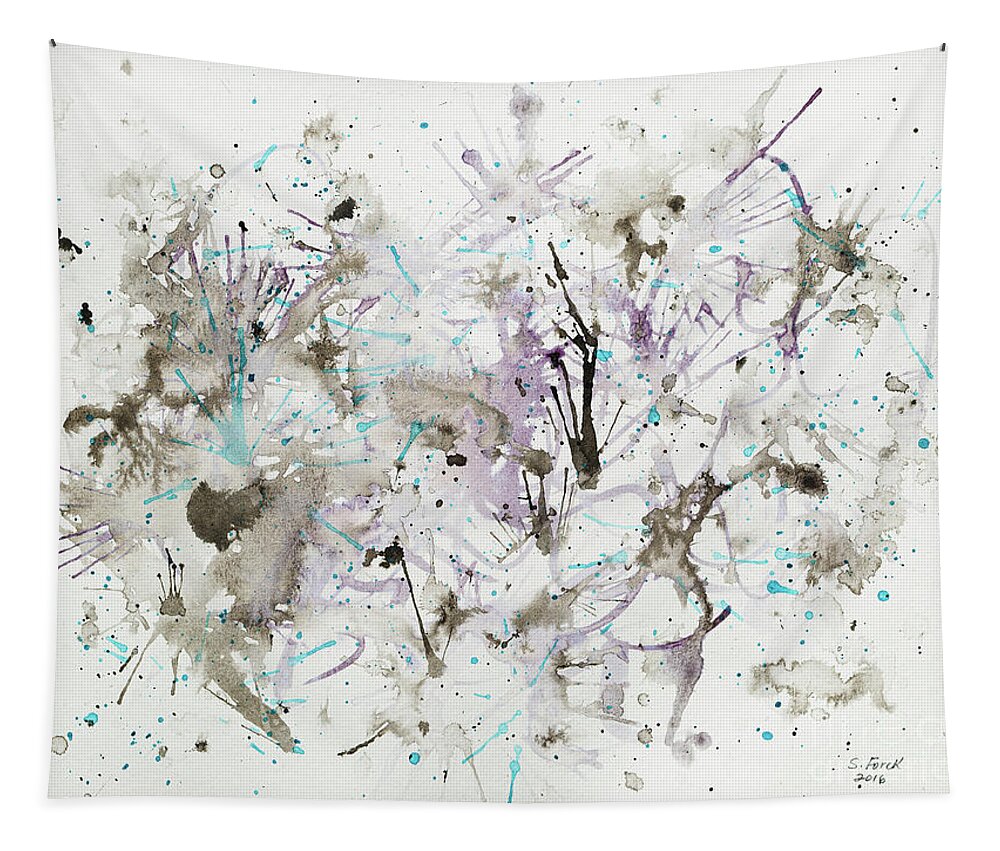 Splatter Tapestry featuring the painting Herding Chaos by Stefanie Forck