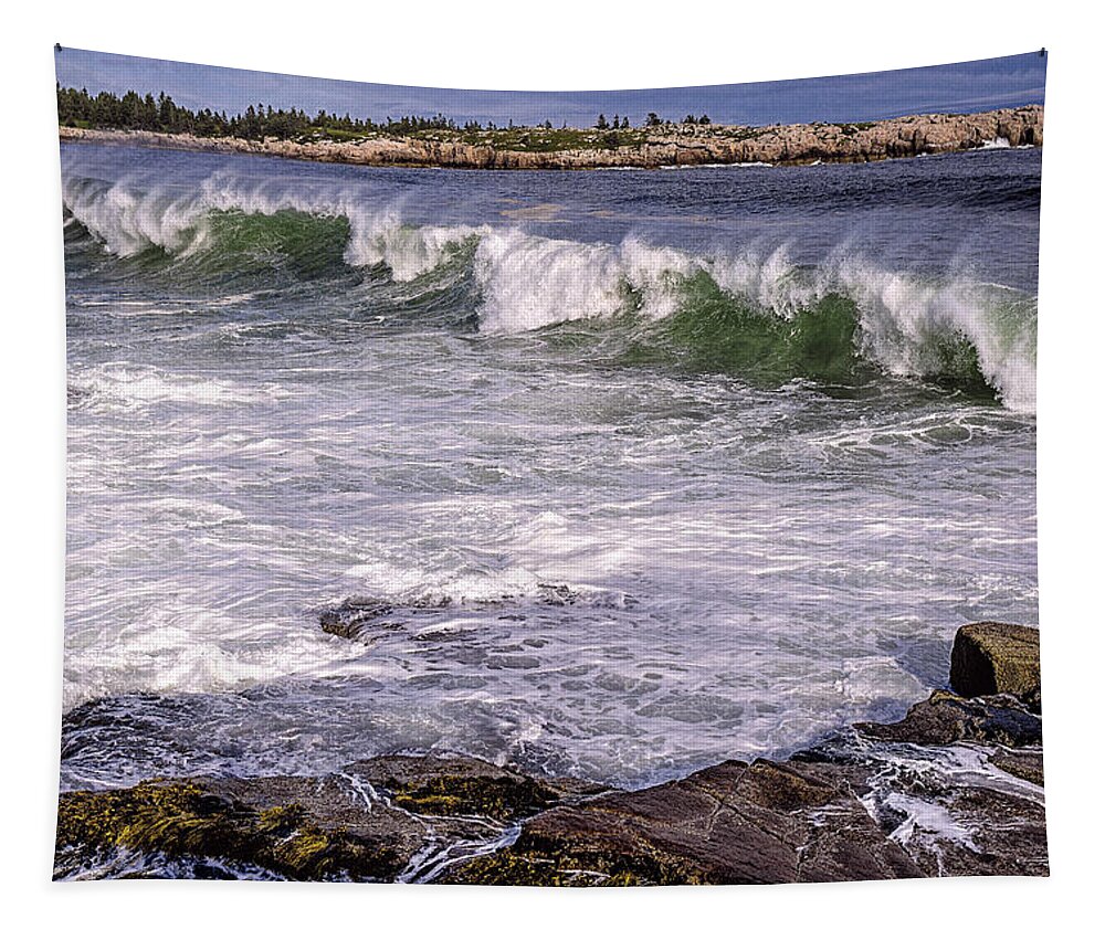 Hurricane Hermine Tapestry featuring the photograph Hermine Influence At Acadia Schoodic Point by Marty Saccone
