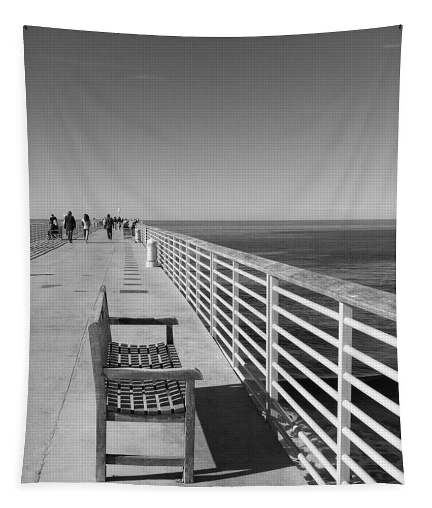 Pier Tapestry featuring the photograph Hermosa Beach Seat by Ana V Ramirez