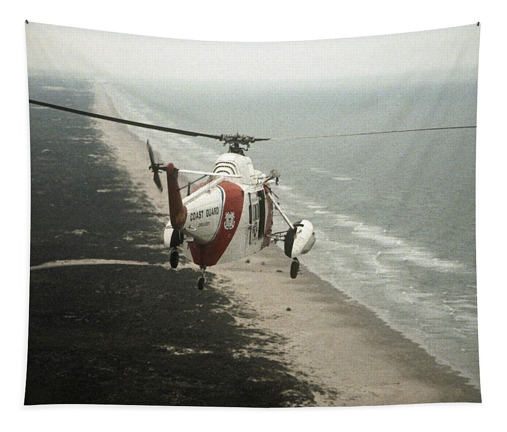 Hh-52a Tapestry featuring the photograph HH-52A Beach Patrol by Steven Sparks