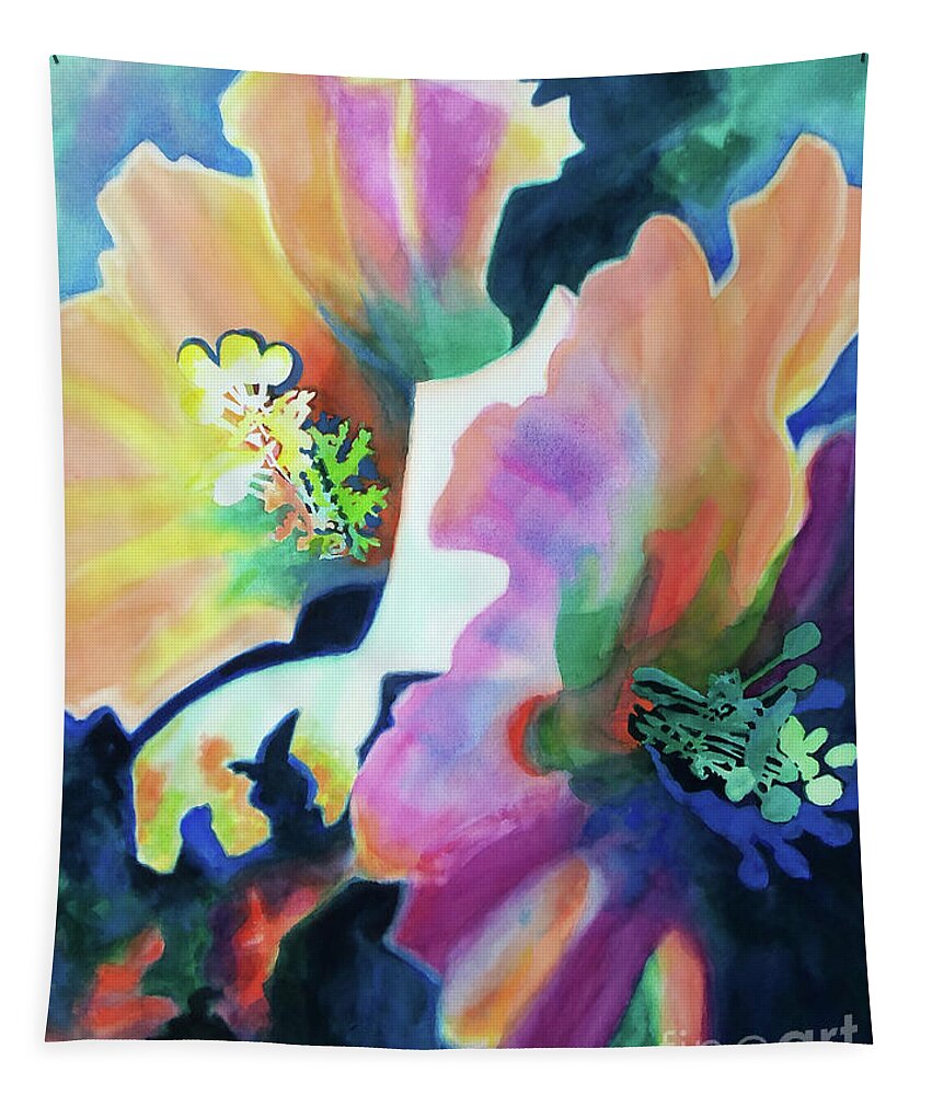 Painting Tapestry featuring the painting Hibiscus Blossoms by Kathy Braud