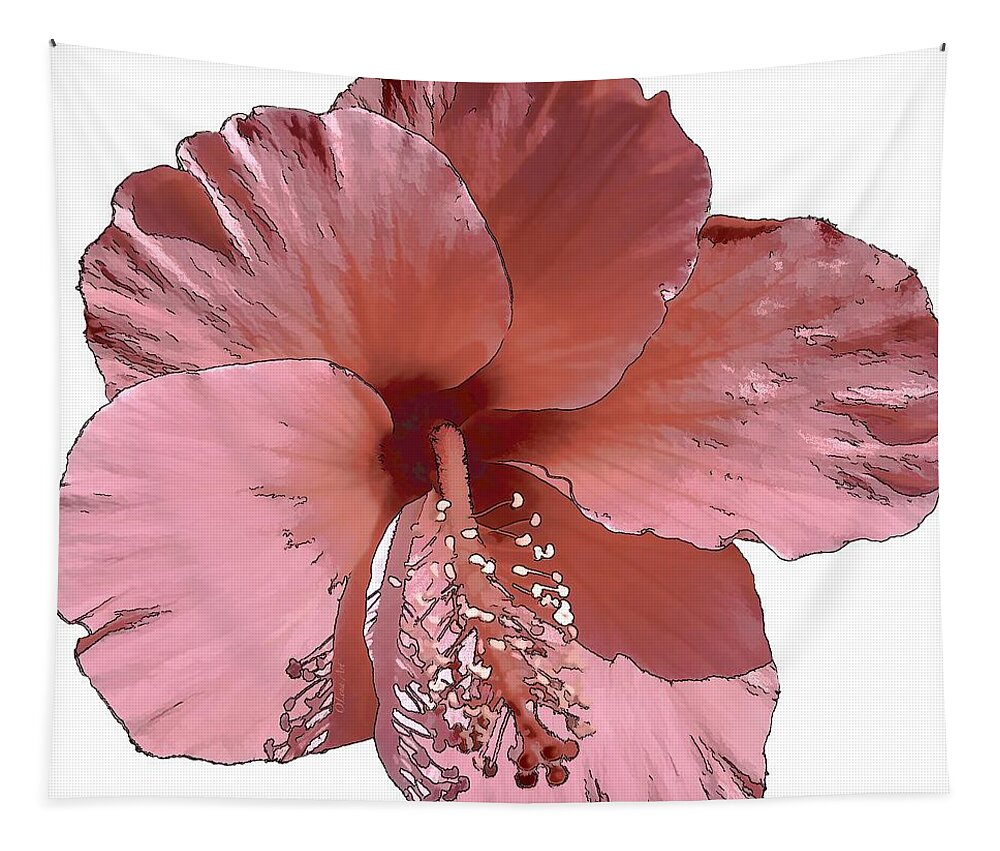  Hibiscus Tapestry featuring the digital art Hibiscus Flower by Lena Owens - OLena Art Vibrant Palette Knife and Graphic Design