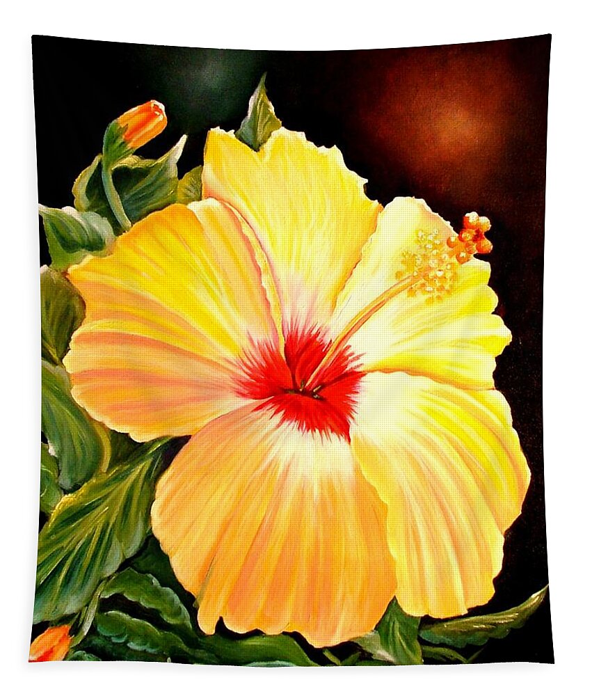 Hibiscus Tapestry featuring the painting Hibiscus Glory by Carol Allen Anfinsen