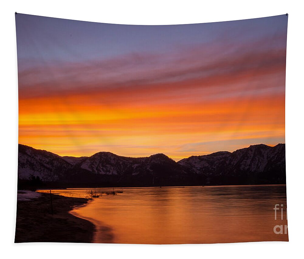 Hidden Beach Sunset Tapestry featuring the photograph Hidden Beach Sunset by Mitch Shindelbower