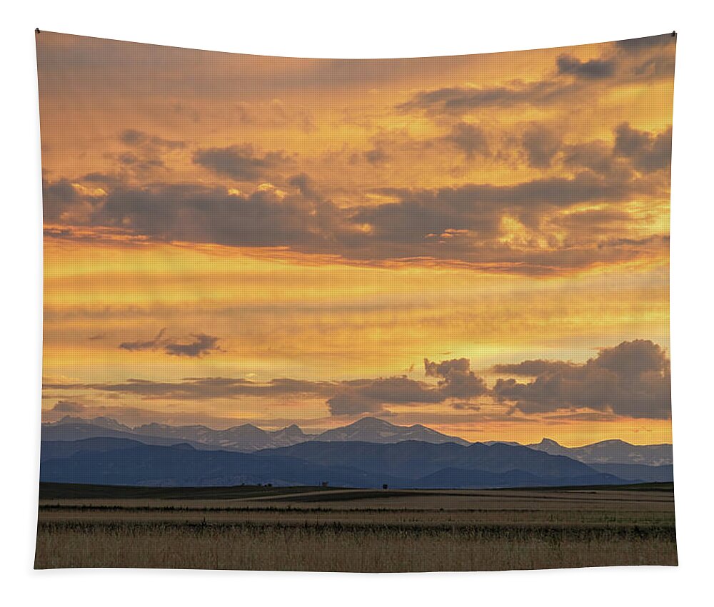 Scenic Tapestry featuring the photograph High Plains Meet the Rocky Mountains at Sunset by James BO Insogna