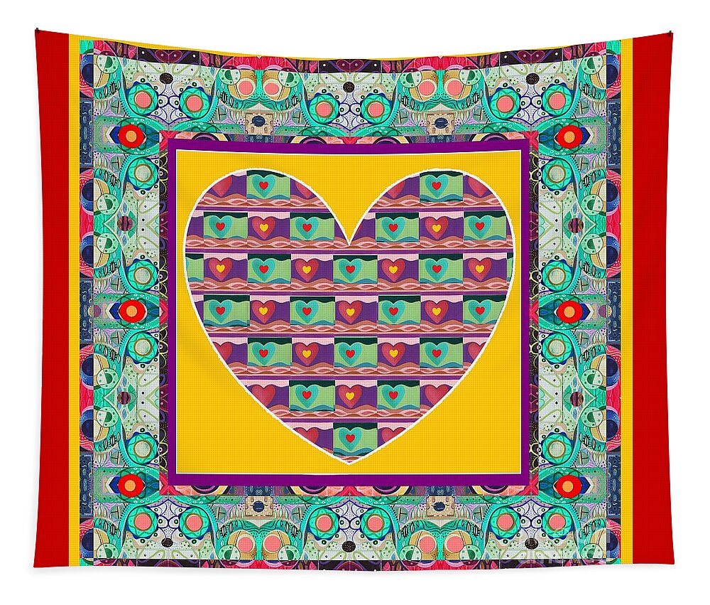 Hearts Tapestry featuring the mixed media Higher Love - Heart of Hearts by Helena Tiainen