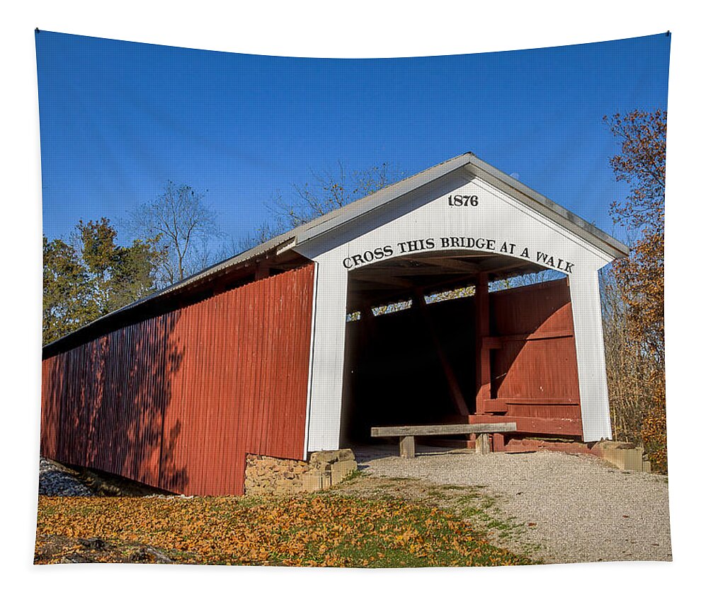 America Tapestry featuring the photograph Hillsdale/Possum Bottom/Jackson's Ford covered bridge by Jack R Perry
