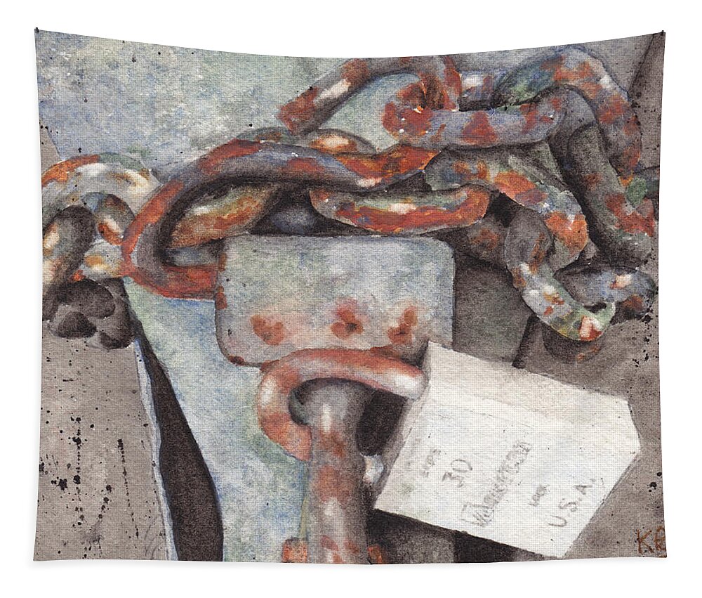 Lock Tapestry featuring the painting Hitch Lock by Ken Powers