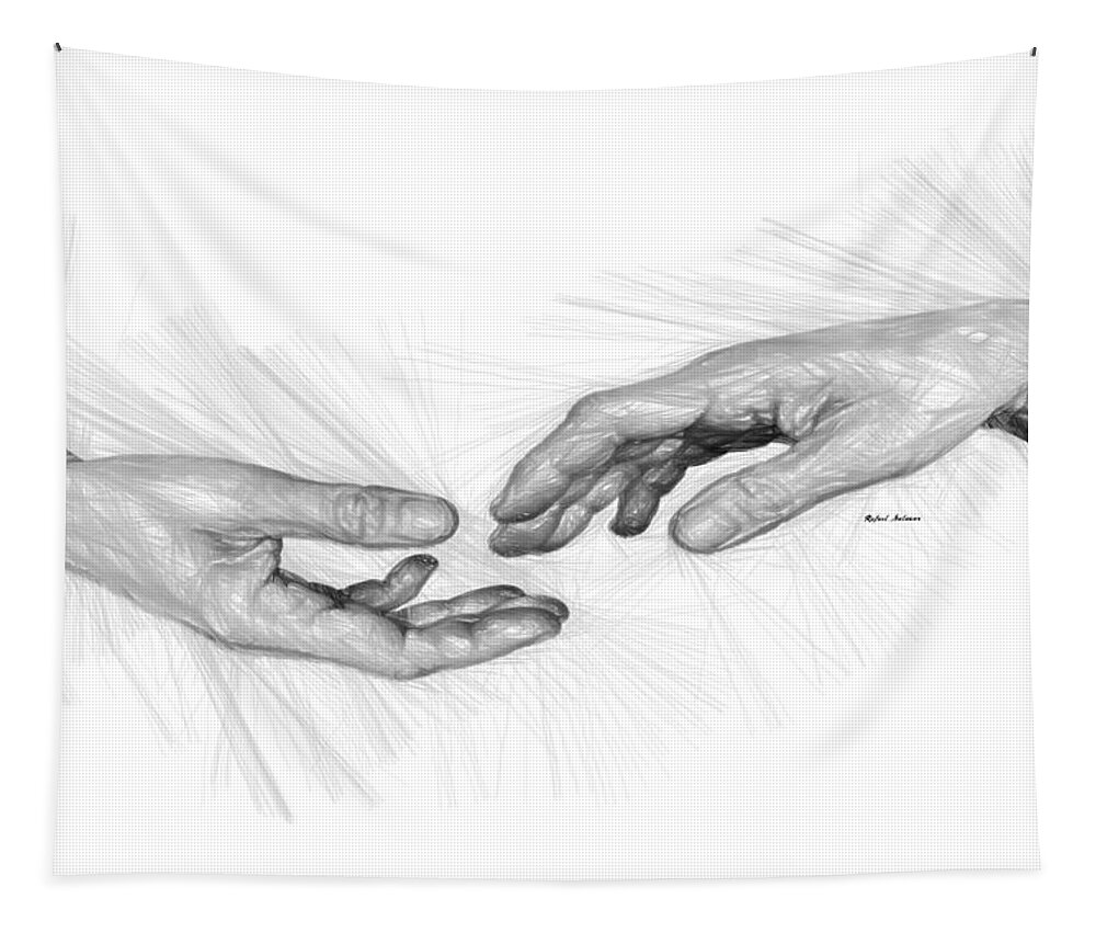 Art Tapestry featuring the digital art Hold My Hand by Rafael Salazar