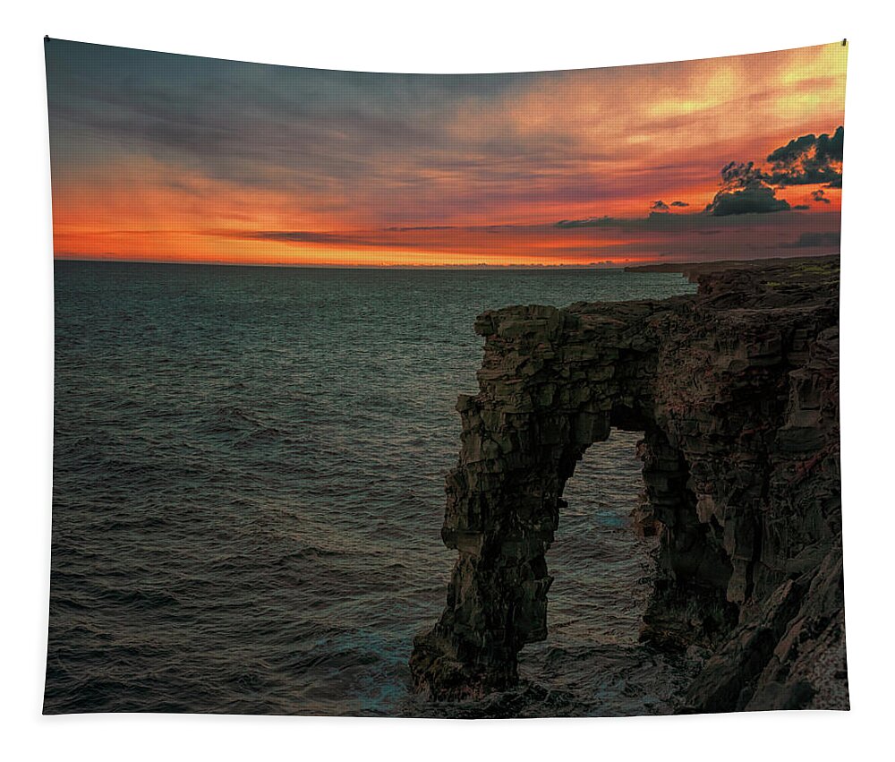 Holei Sea Arch Tapestry featuring the photograph Holei Sea Arch by Susan Rissi Tregoning