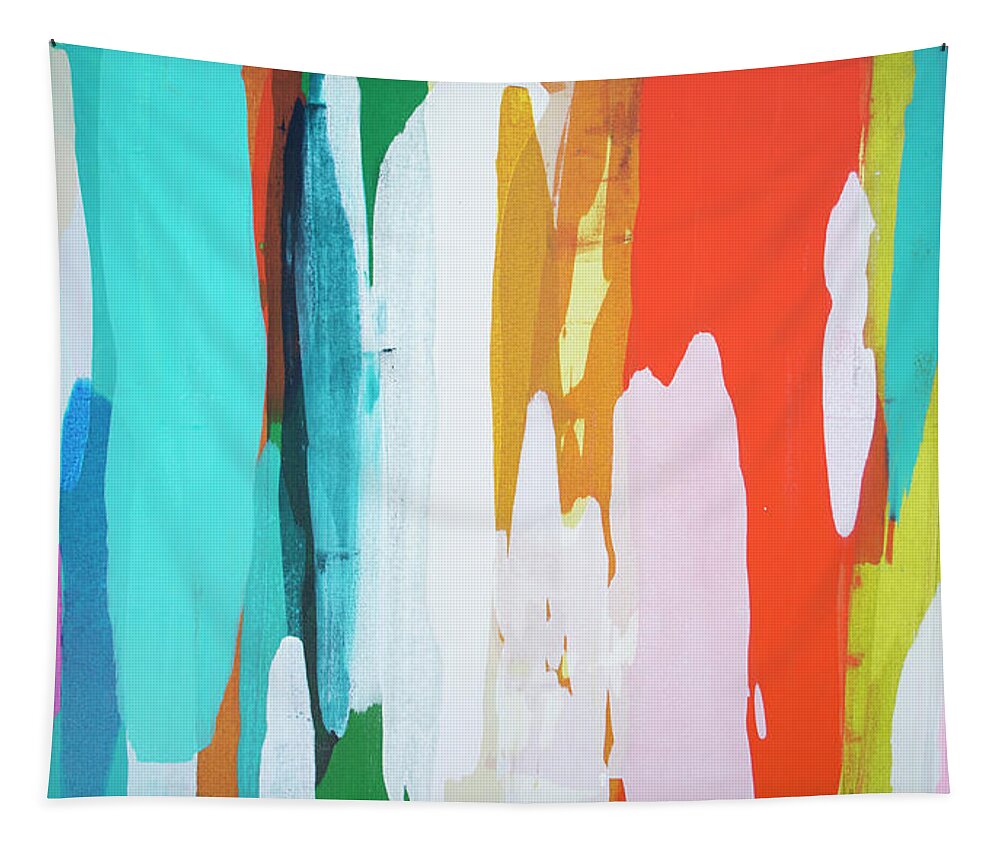 Abstract Tapestry featuring the painting Holiday Everyday by Claire Desjardins