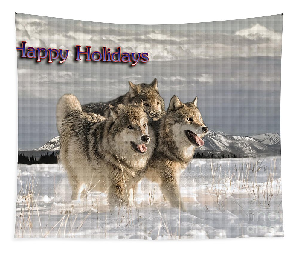 Wolf Tapestry featuring the photograph Holiday Pack by Wildlife Fine Art