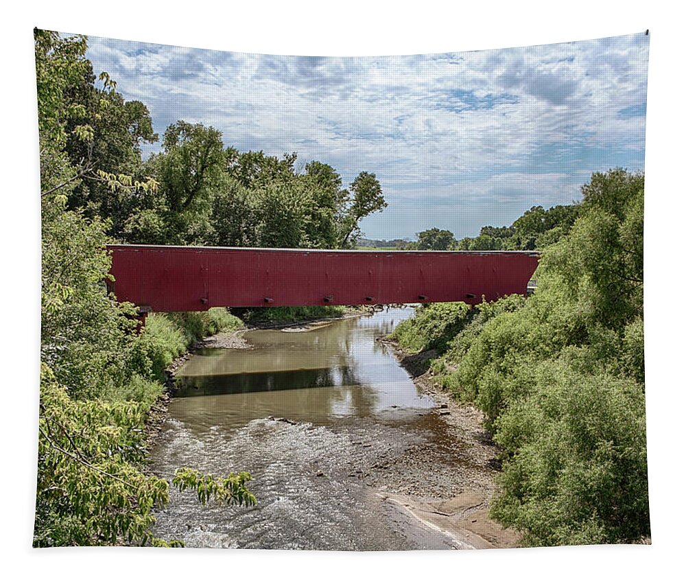 Holliwell Covered Bridge Tapestry featuring the photograph Holliwell Covered Bridge 3 by Susan Rissi Tregoning