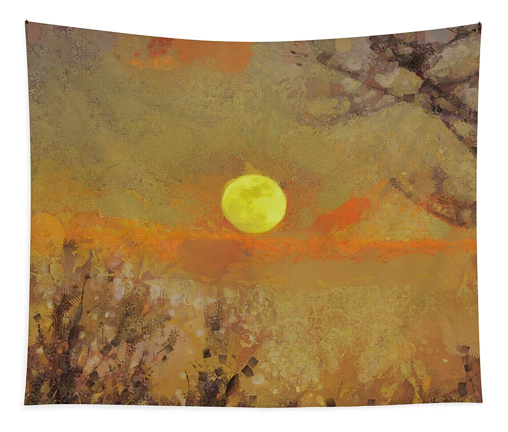 Sun Tapestry featuring the mixed media Hollow's Eve by Trish Tritz