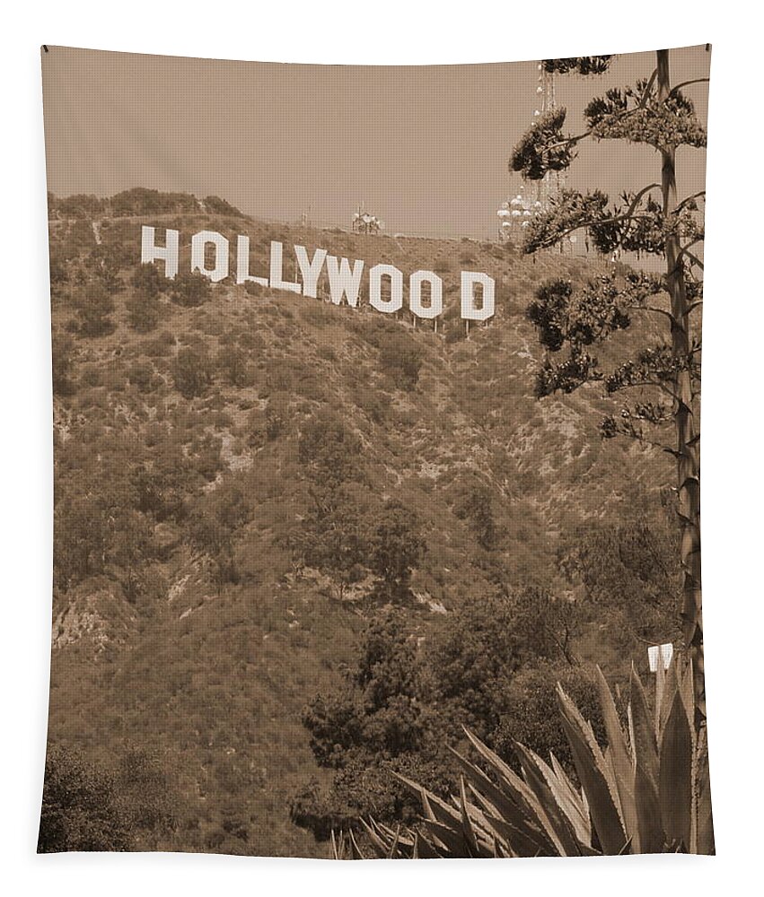 Hollywood Tapestry featuring the photograph Hollywood Signage by Richard Omura