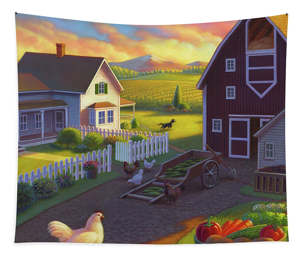 Farm Scene Tapestry featuring the painting Home on the Farm by Robin Moline
