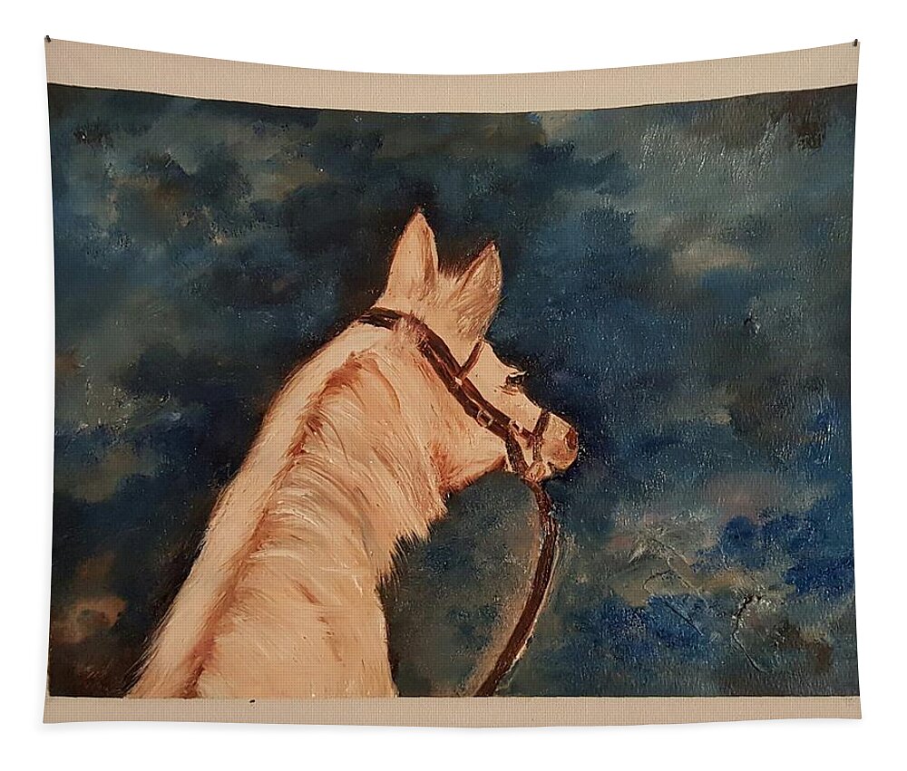 Palomino Tapestry featuring the painting Honey Palomino Horse 28 by Cheryl Nancy Ann Gordon
