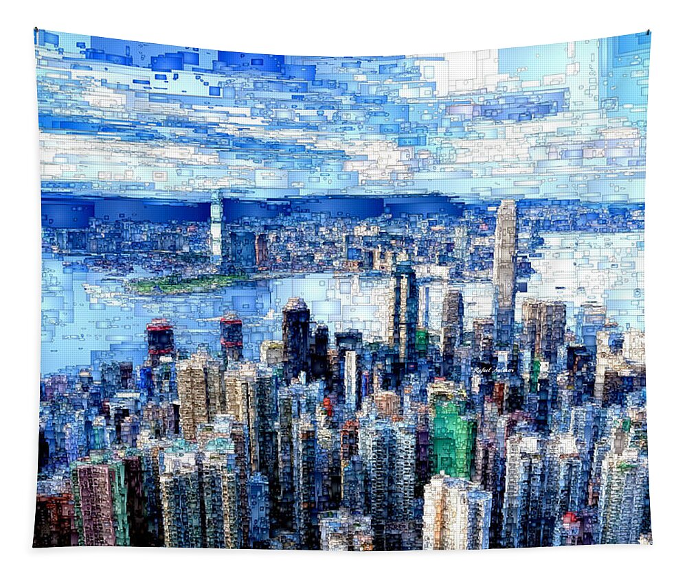 Rafael Salazar Tapestry featuring the digital art Hong Kong, China by Rafael Salazar