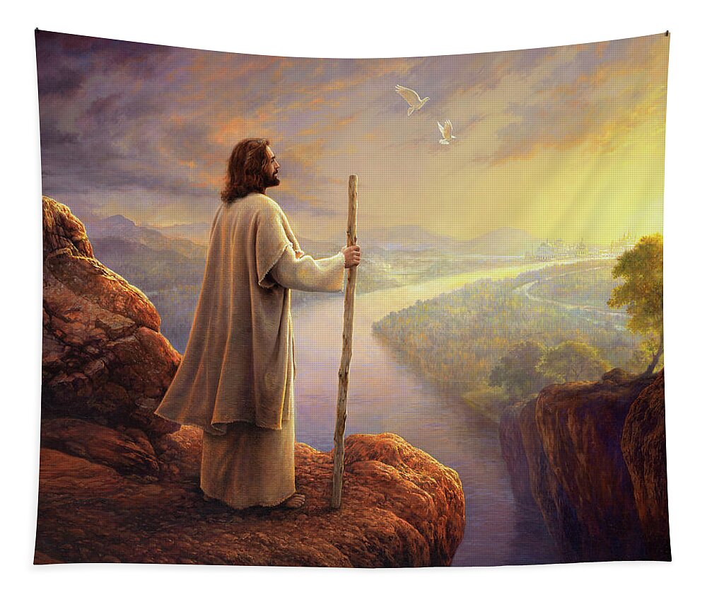 Jesus Tapestry featuring the painting Hope on the Horizon by Greg Olsen