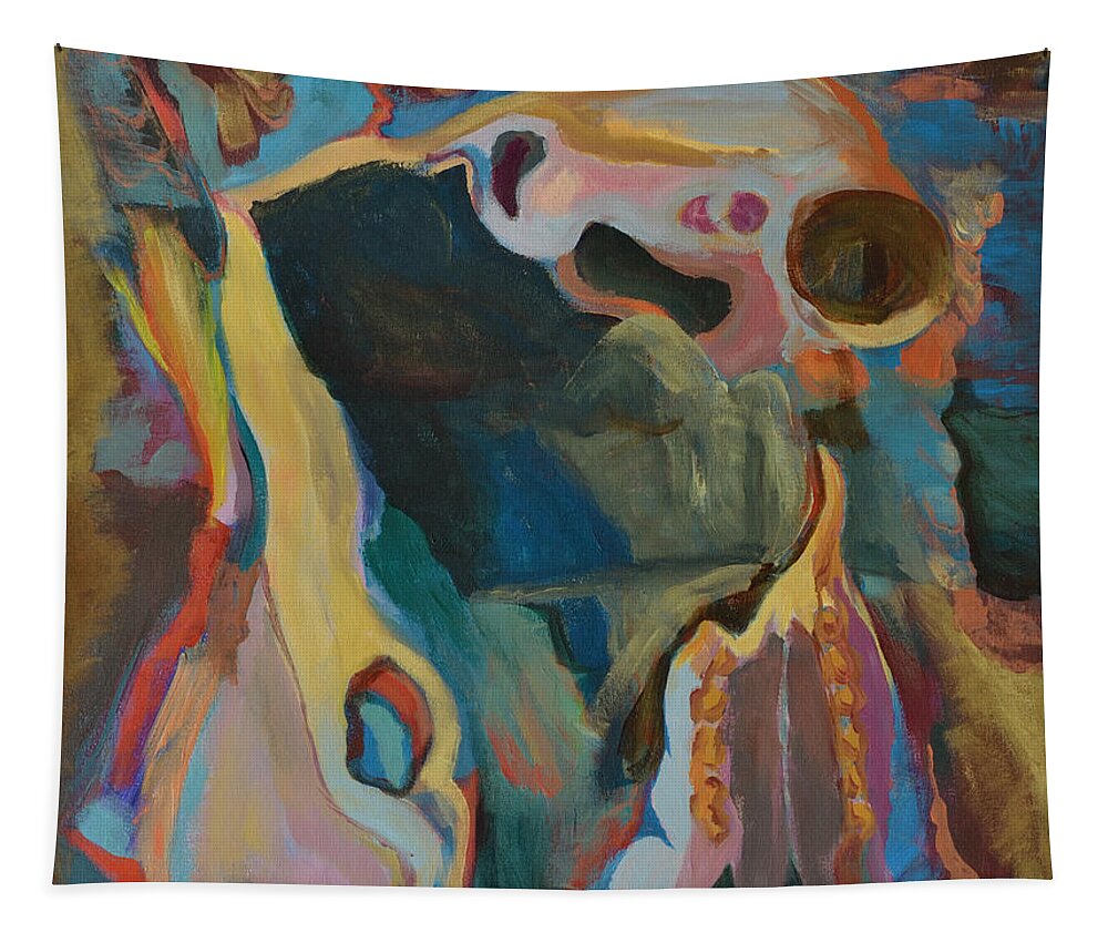 Horse Tapestry featuring the painting Horse Skull Study by Carol Oufnac Mahan