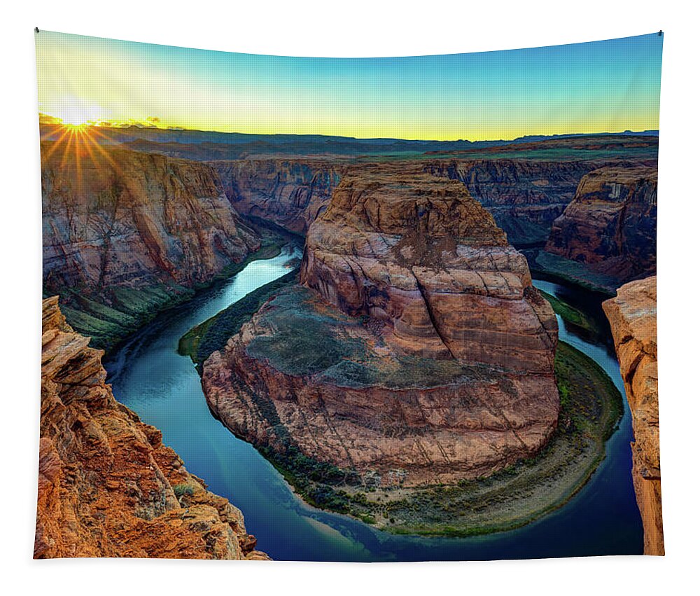 Arizona Tapestry featuring the photograph Horseshoe Bend Sunset by Raul Rodriguez