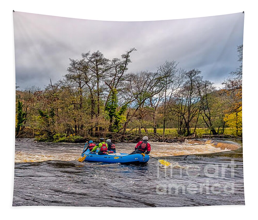 Llantysilio Tapestry featuring the photograph Horseshoe Falls Rafting by Adrian Evans
