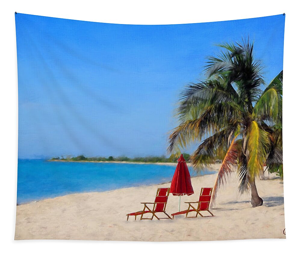 Beach Scene Tapestry featuring the mixed media Hot Fun in the Summertime by Colleen Taylor