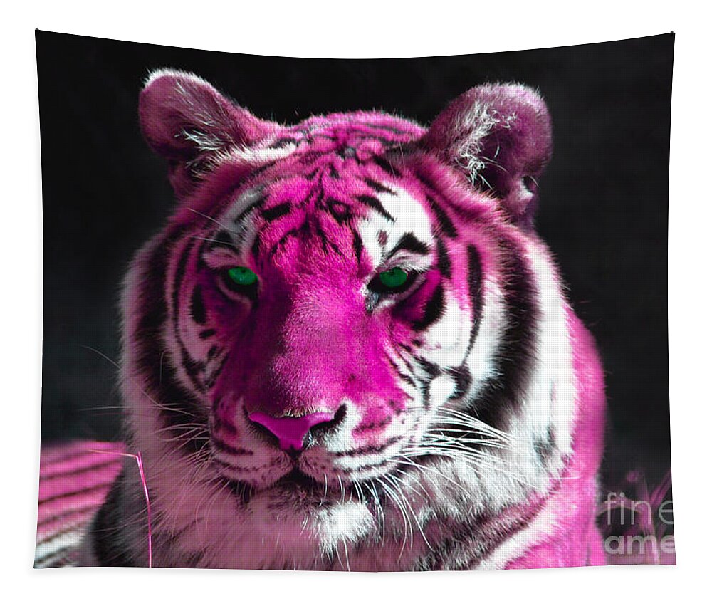 Hot Pink Tiger Tapestry featuring the photograph Hot pink Tiger by Rebecca Margraf