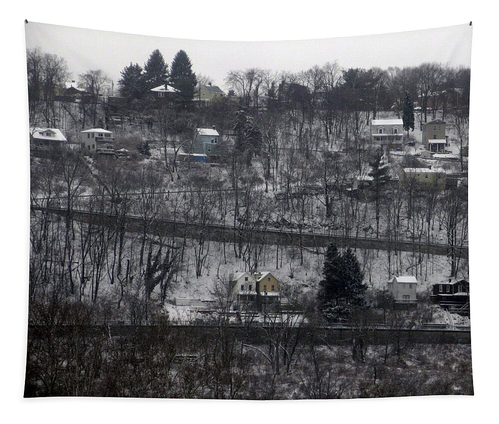 Pittsburgh Tapestry featuring the photograph Houses on the Mountain by Valerie Collins