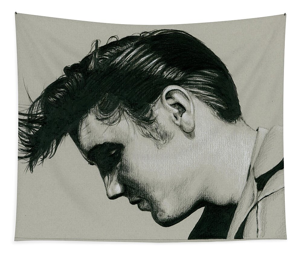 Elvis Tapestry featuring the drawing How's the world treating you by Rob De Vries