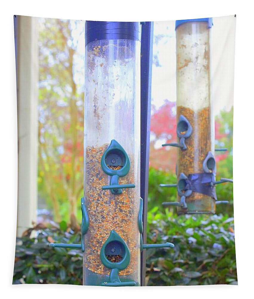 Saturation Filter Tapestry featuring the photograph Humming Bird Feeders 2 Saturated in Color by Ali Baucom