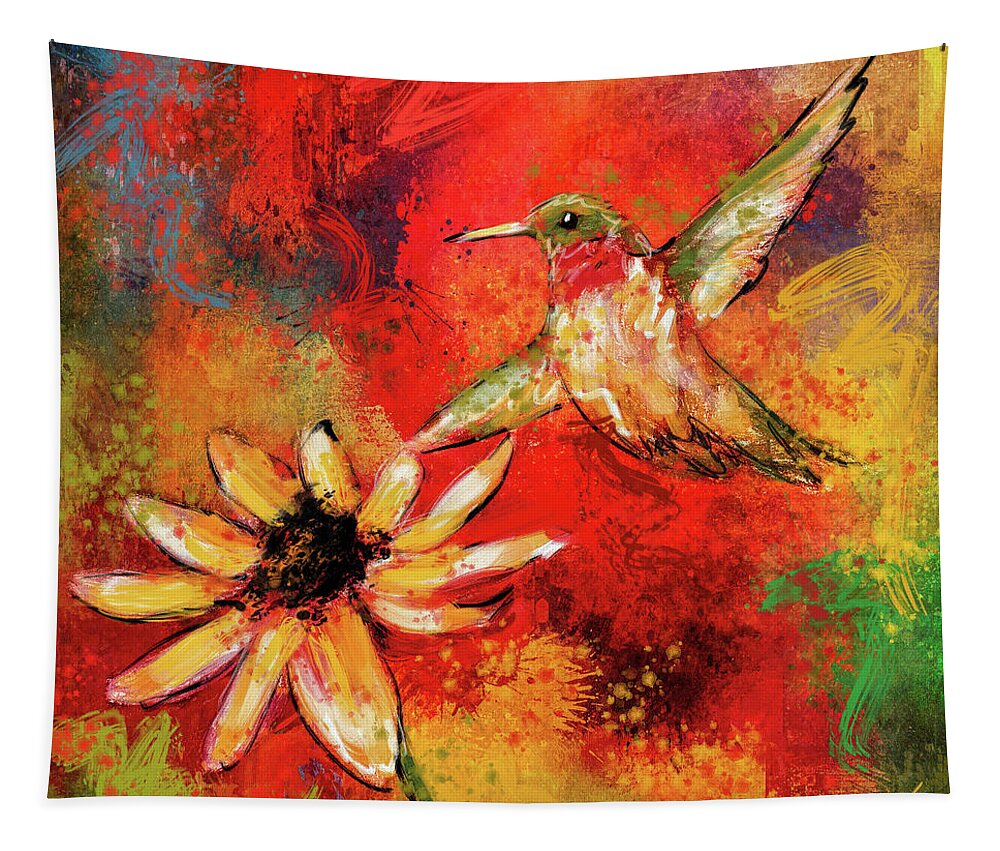 Jai Johnson Tapestry featuring the painting Hummingbird Energy by Jai Johnson