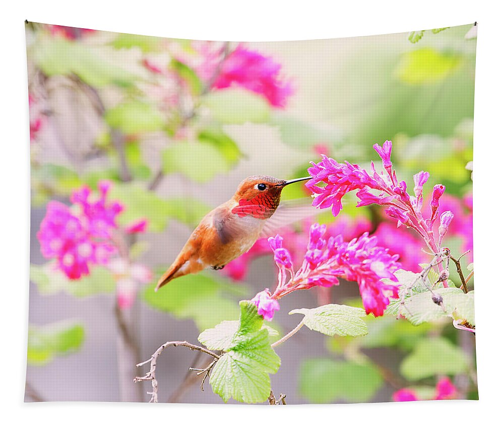 Hummingbird Tapestry featuring the photograph Hummingbird in Spring by Peggy Collins