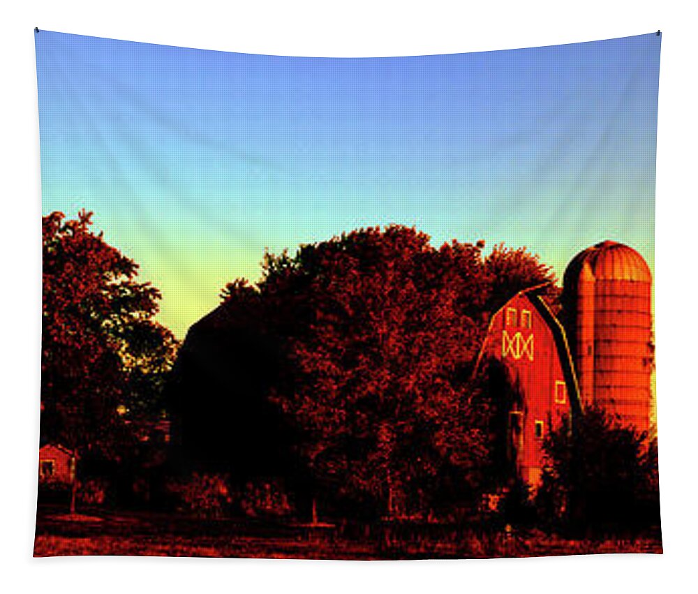 Huntley Tapestry featuring the photograph Huntley Road Barn sunrise by Tom Jelen