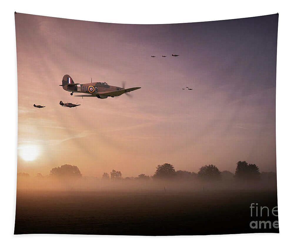 Hawker Hurricane Tapestry featuring the digital art Hurricane - Foremost In Attack by Airpower Art