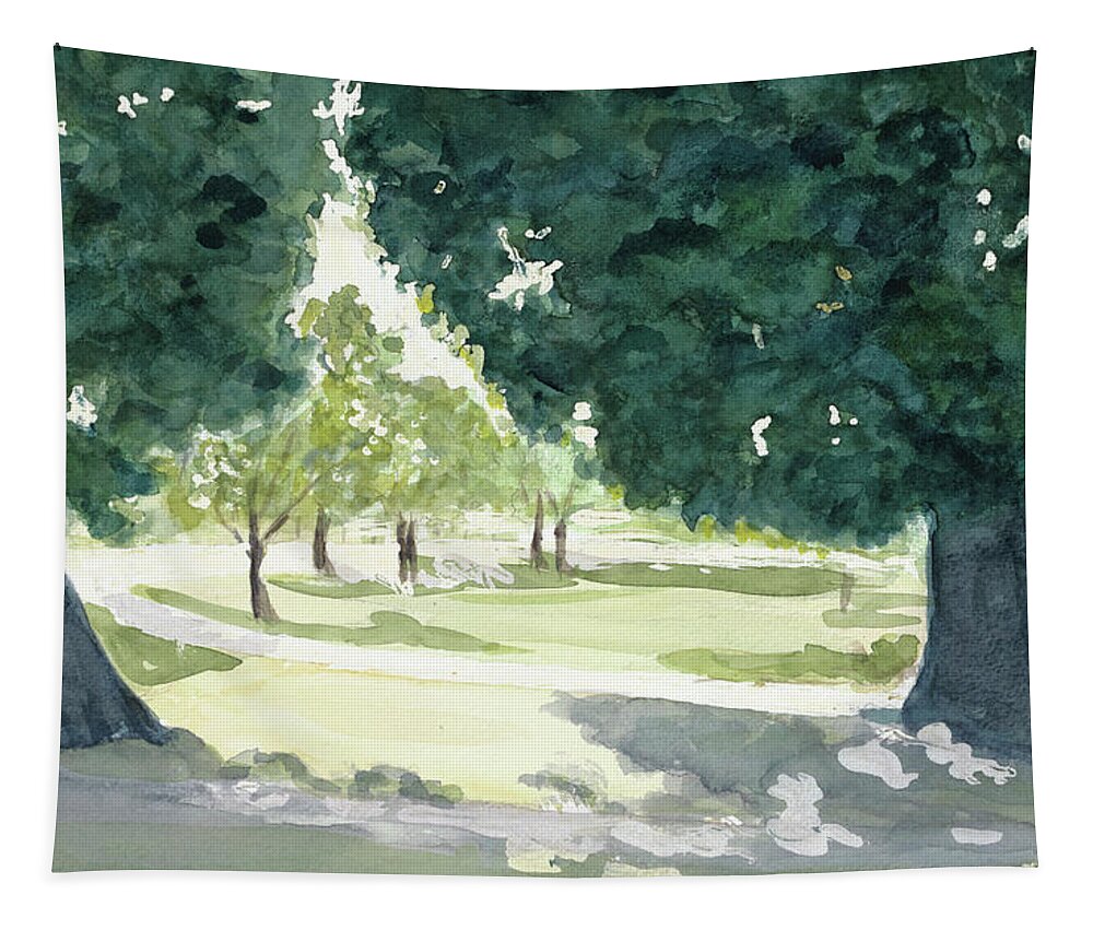 Trees Tapestry featuring the painting Hyde Park by Madeleine Arnett