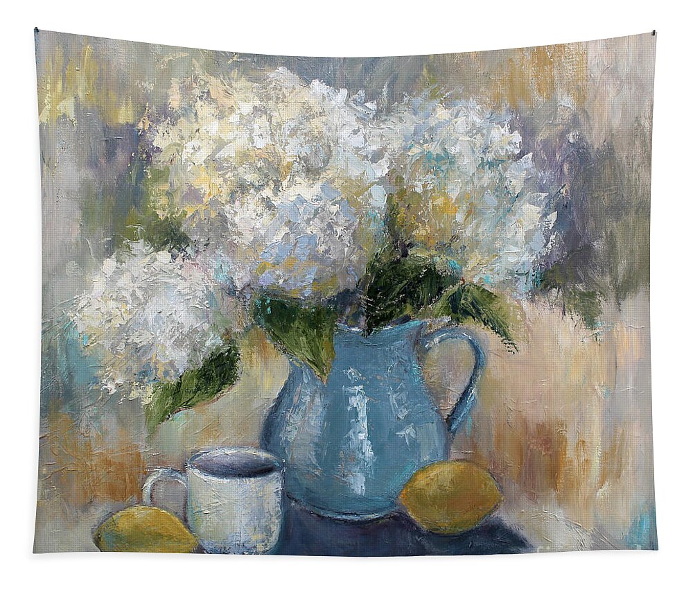 Flower Painting Tapestry featuring the painting Hydrangea Morning by Jennifer Beaudet
