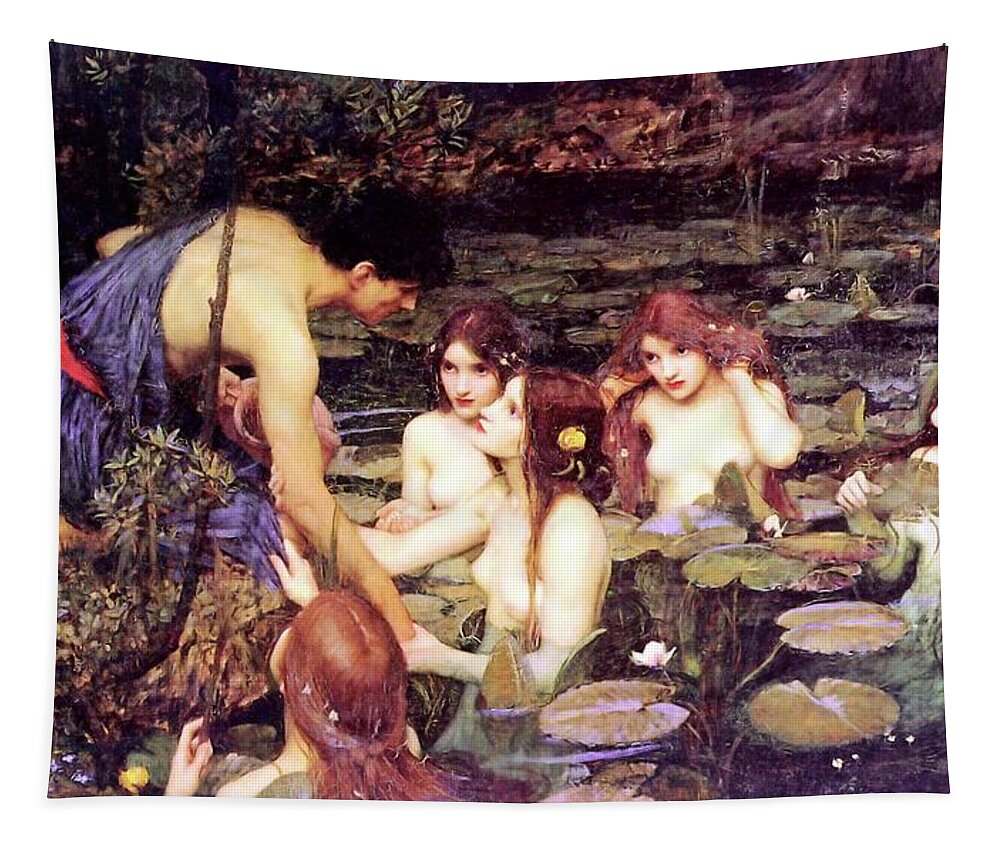 Hylas And The Nymphs Tapestry featuring the painting Hylas and the Nymphs by John William Waterhouse