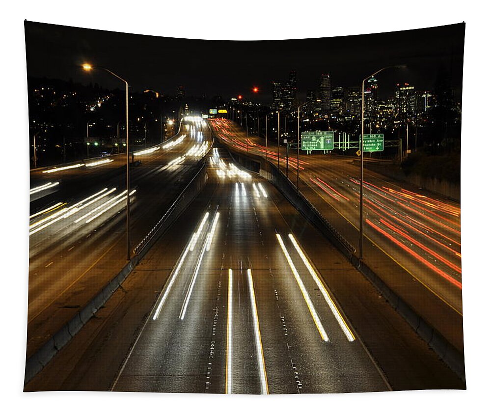 Night Tapestry featuring the photograph I-5 at Night by Pelo Blanco Photo