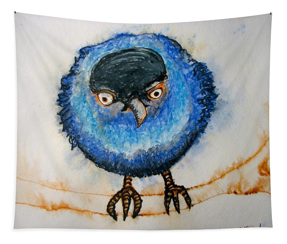 Birds Tapestry featuring the painting I am not going to take it anymore. by Patricia Arroyo