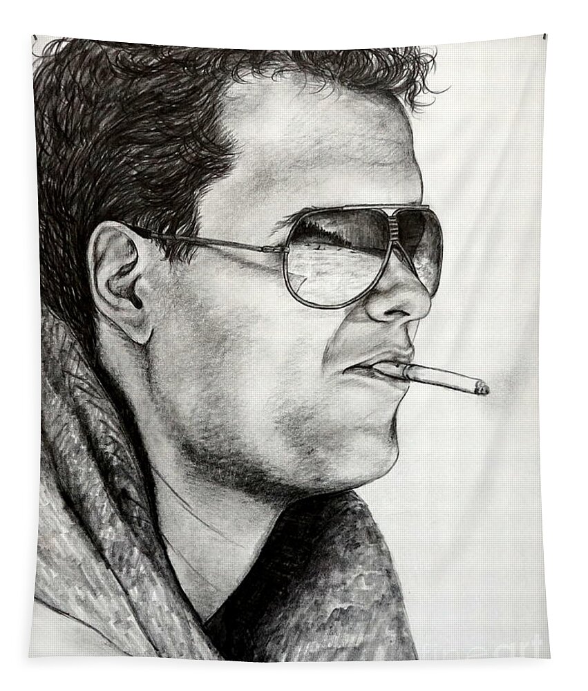 Man Tapestry featuring the drawing I Gotta Wear Shades by Georgia Doyle
