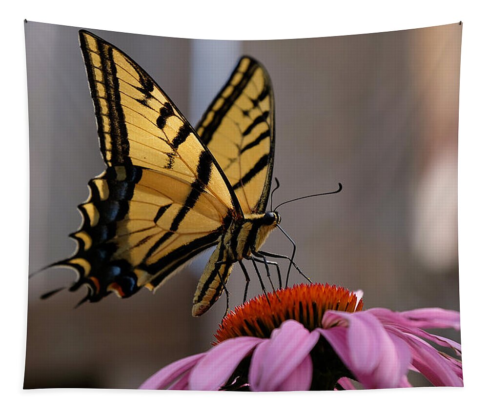 Butterfly Tapestry featuring the photograph I Like Flowers on my Table by Jessica Myscofski