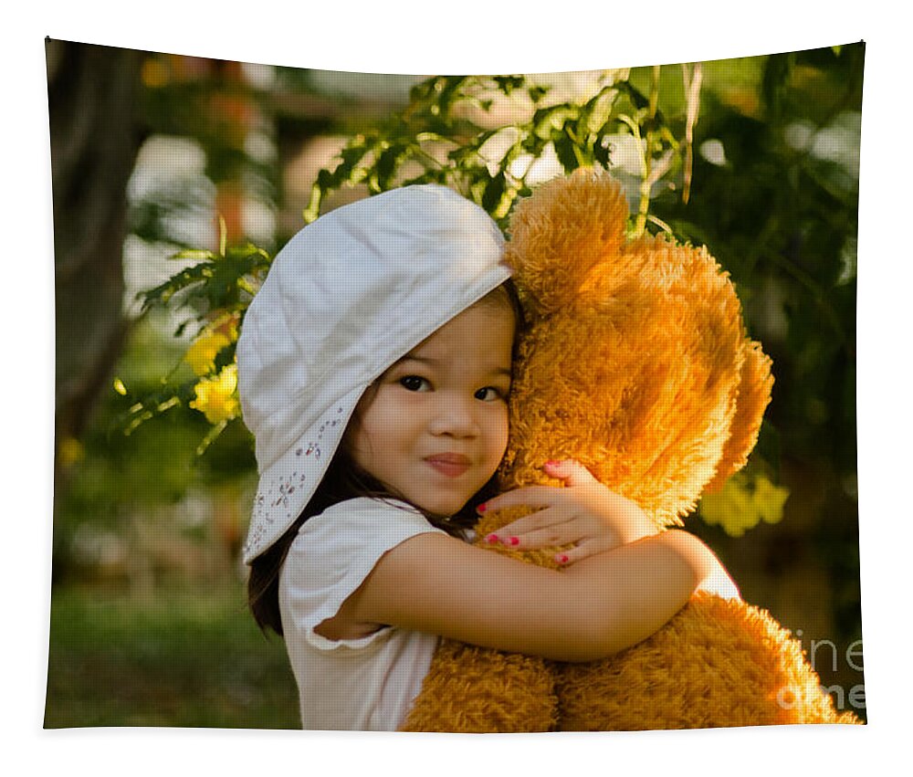 Michelle Meenawong Tapestry featuring the photograph I love my teddy bear by Michelle Meenawong