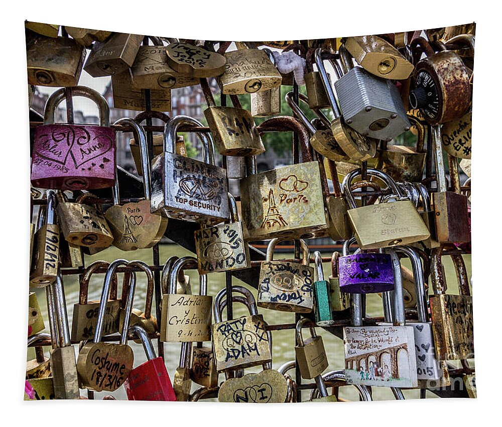 Liesl Walsh Tapestry featuring the photograph I Love Paris Love Locks by Liesl Walsh