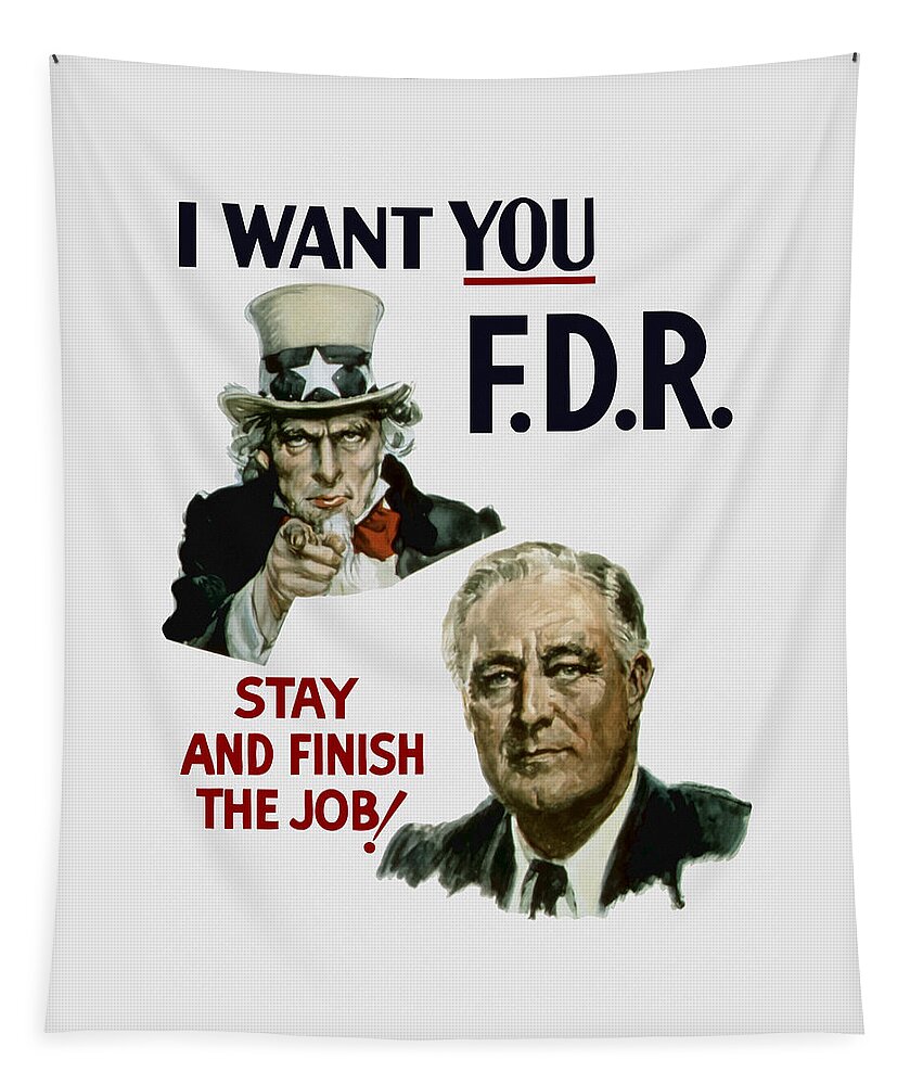 Fdr Tapestry featuring the painting I Want You FDR by War Is Hell Store