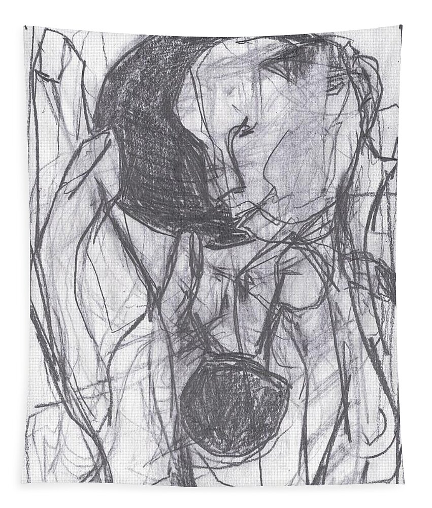 Sketch Tapestry featuring the drawing I was born in a mine 3 by Edgeworth Johnstone