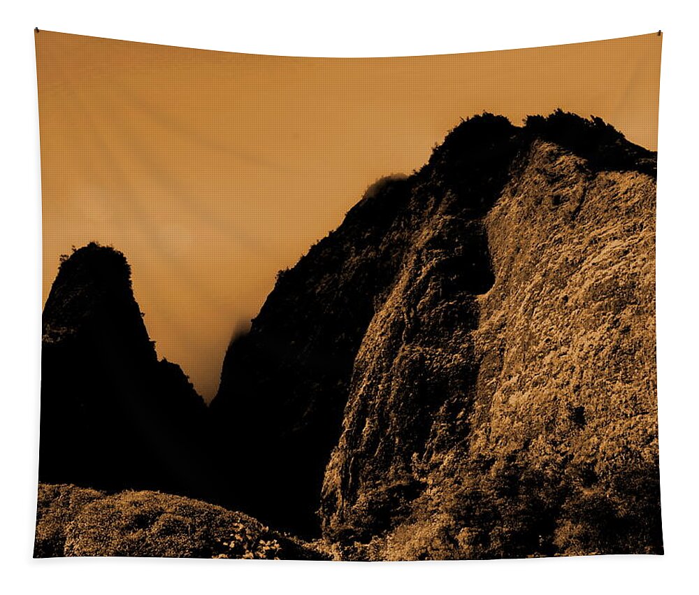 Iao Needle Tapestry featuring the photograph Iao Needle Silhouette by Richard Omura